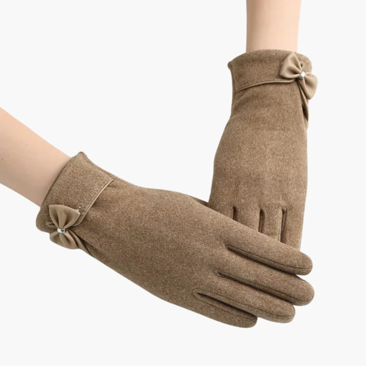 Damen Handschuhe mit Plüschfutter und strukturierter Außenschicht