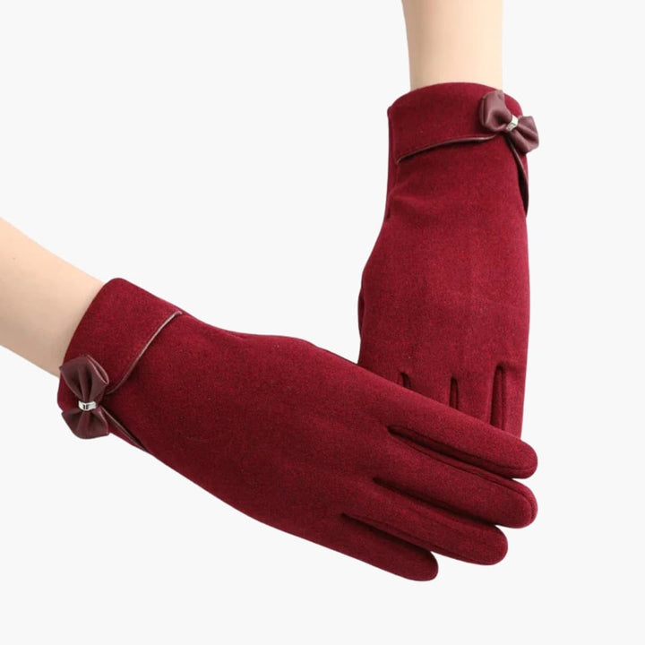 Damen Handschuhe mit Plüschfutter und strukturierter Außenschicht