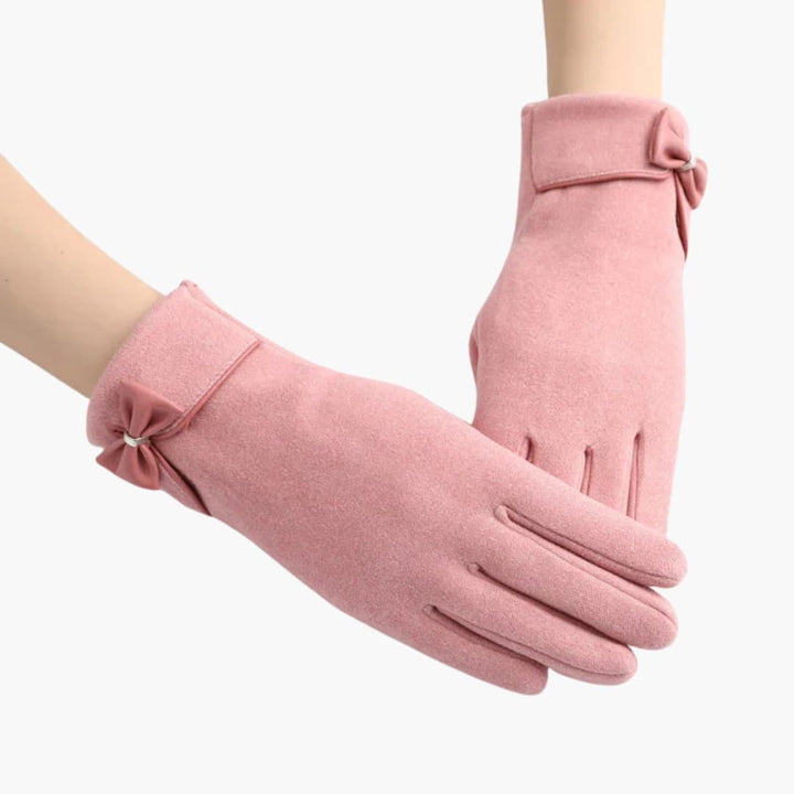 Damen Handschuhe mit Plüschfutter und strukturierter Außenschicht