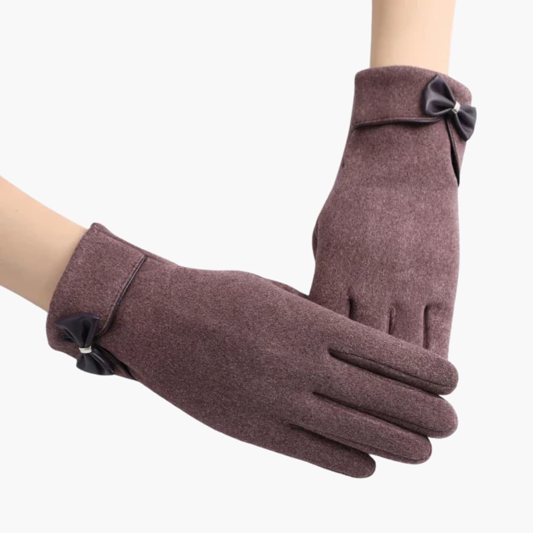 Damen Handschuhe mit Plüschfutter und strukturierter Außenschicht