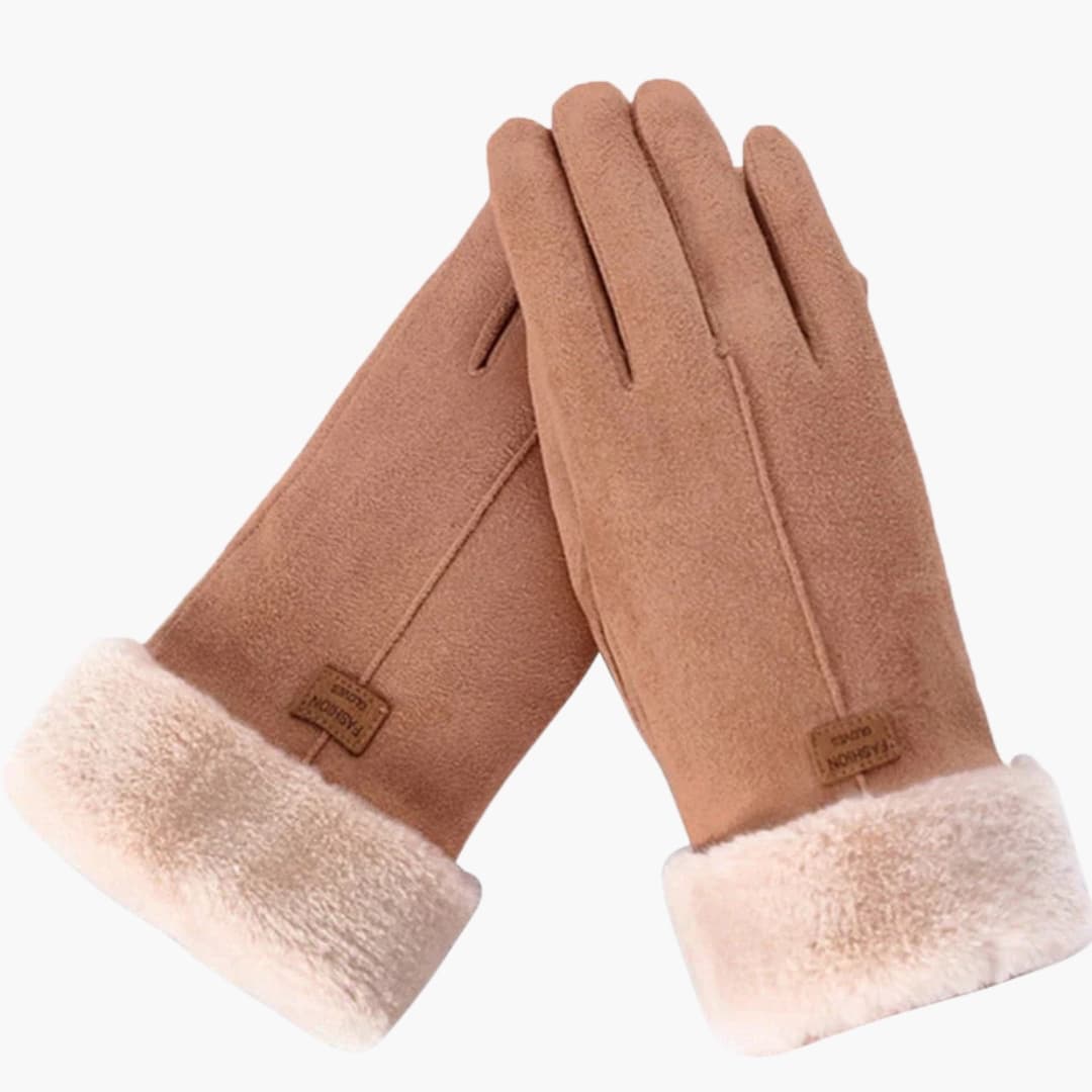 Damen Handschuhe mit Veloursoptik Innenfutter und elastischen Bündchen