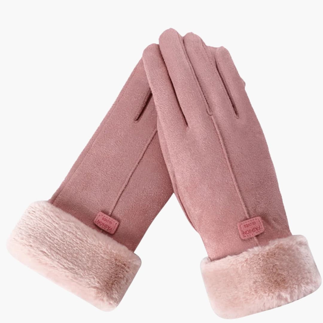 Damen Handschuhe mit Veloursoptik Innenfutter und elastischen Bündchen