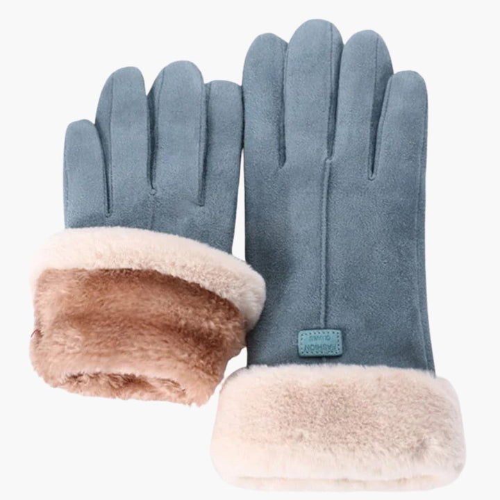 Damen Handschuhe mit Veloursoptik Innenfutter und elastischen Bündchen