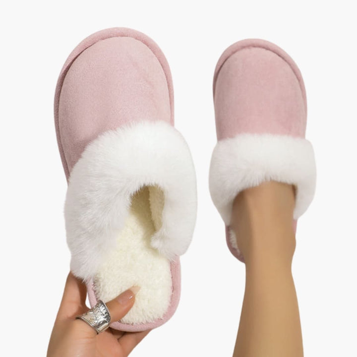 Damen Hausschuhe in Wildlederoptik mit Plüschfutter