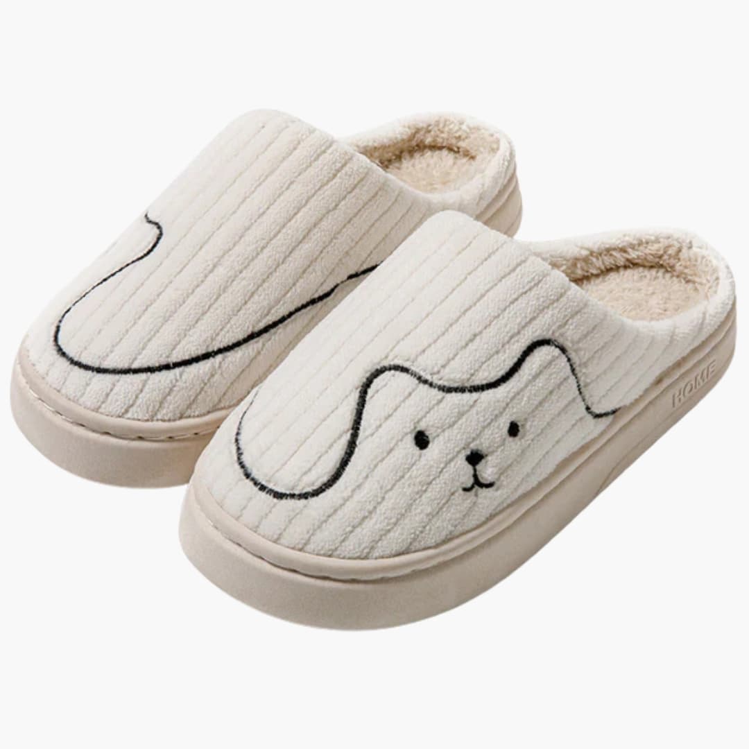 Damen Hausschuhe mit Plüschfutter und rutschfester Sohle