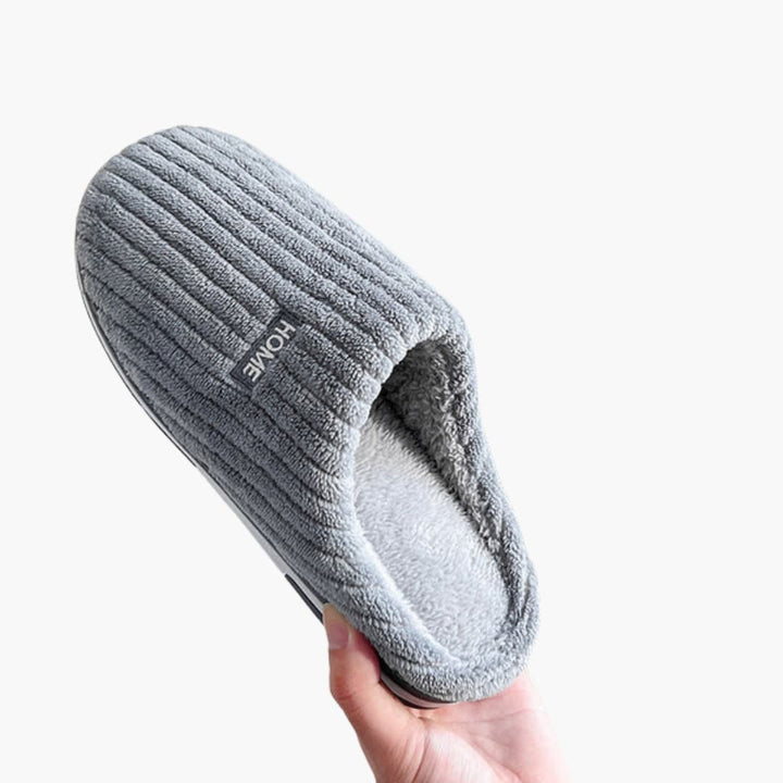 Damen Hausschuhe mit Rippoberfläche und Plüschfutter