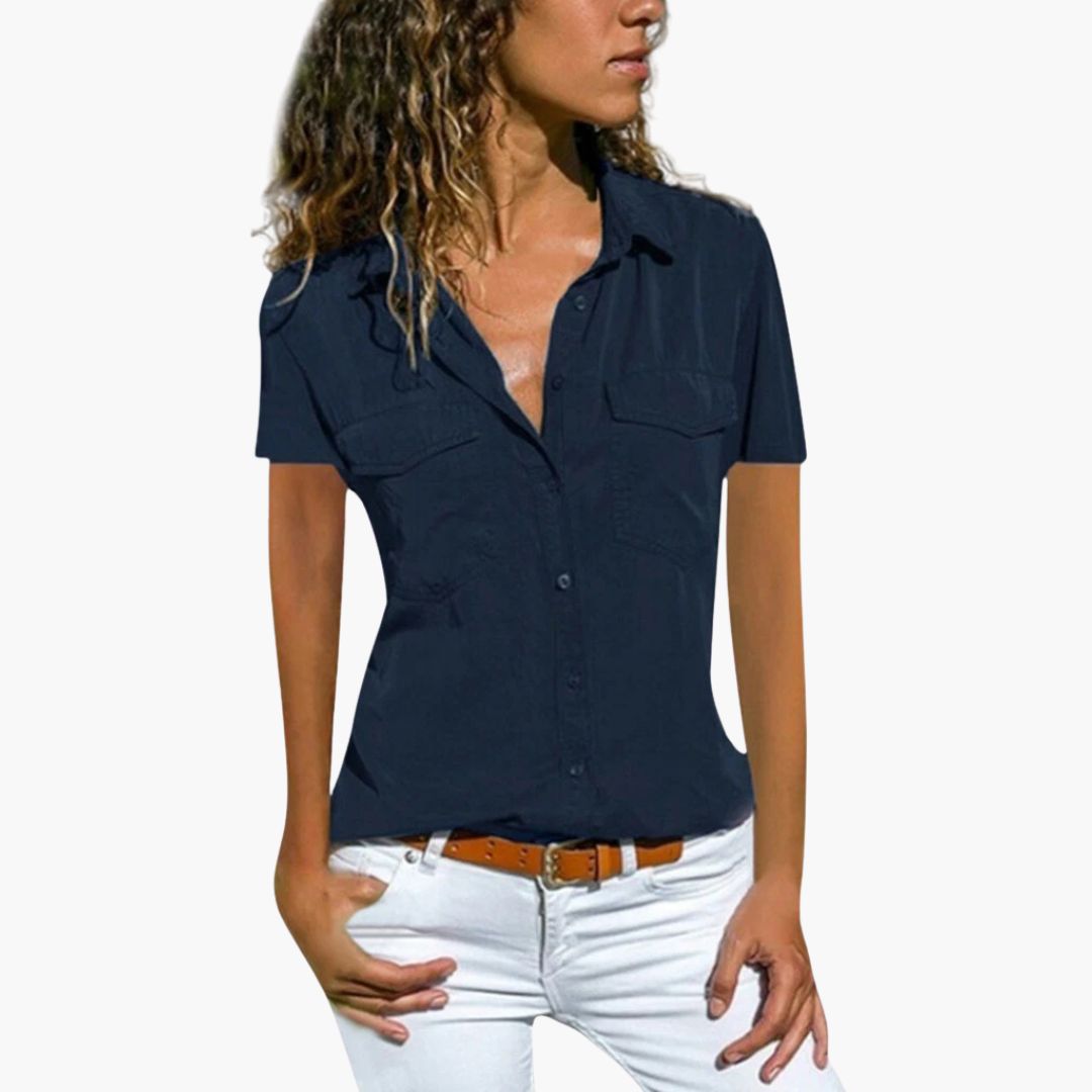 Damen Hemd Mit Knopfleiste Kurzarm Sommerbluse