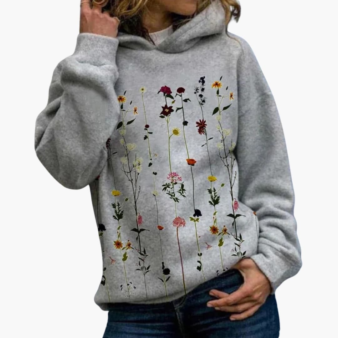 Damen Hoodie mit Blumenmuster