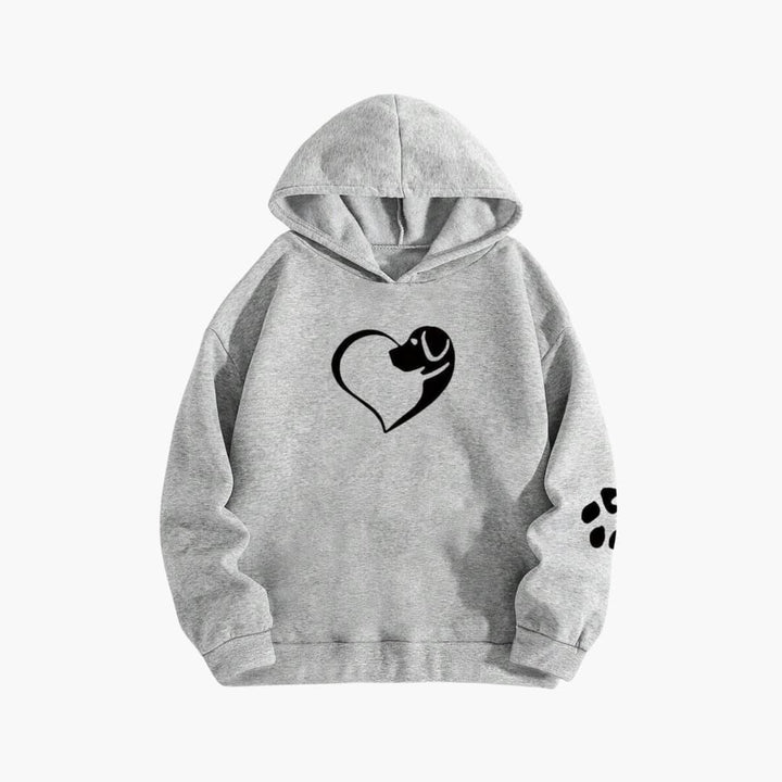 Damen Hoodie mit Hundeherz Print und Pfotenärmel