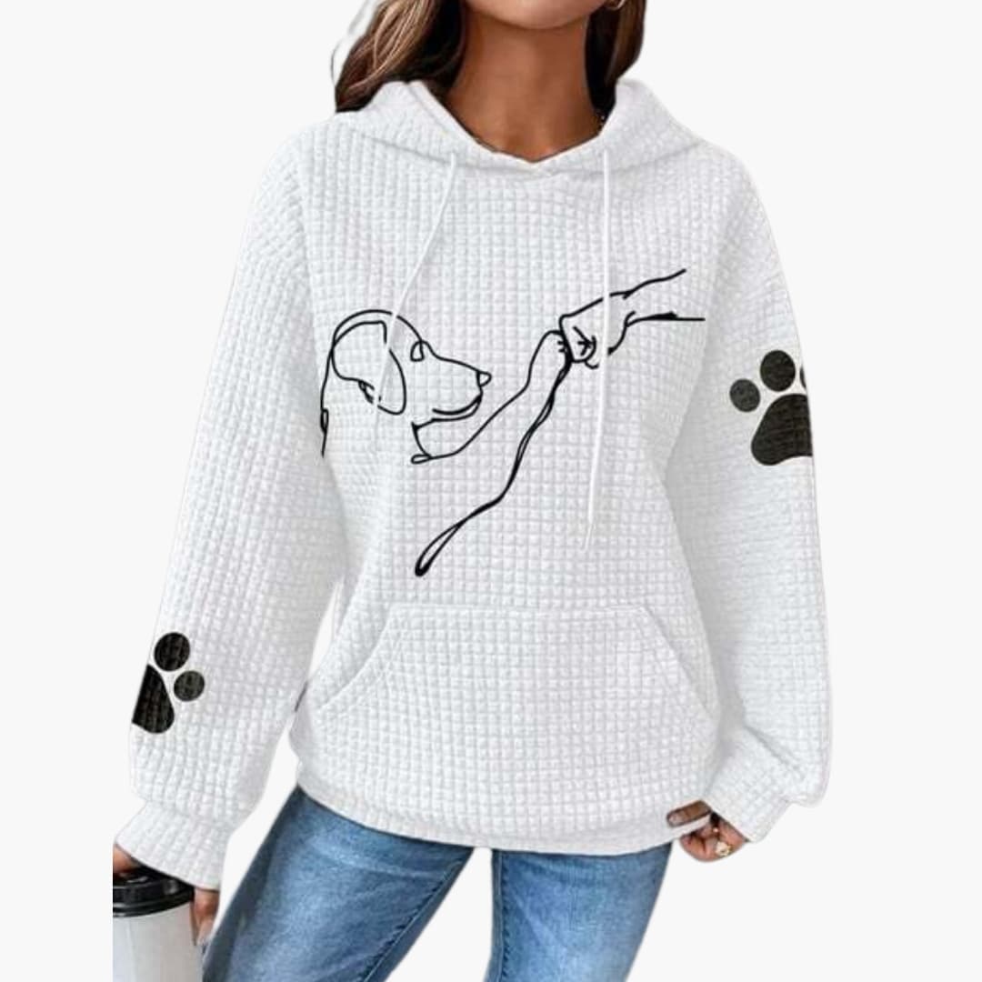 Damen Hoodie mit Hundemotiv und Kängurutasche