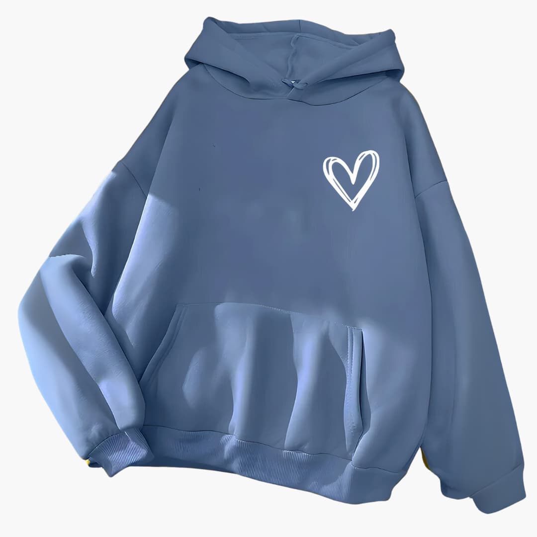 Damen Hoodie mit Kordelzugkapuze und Herz-Print