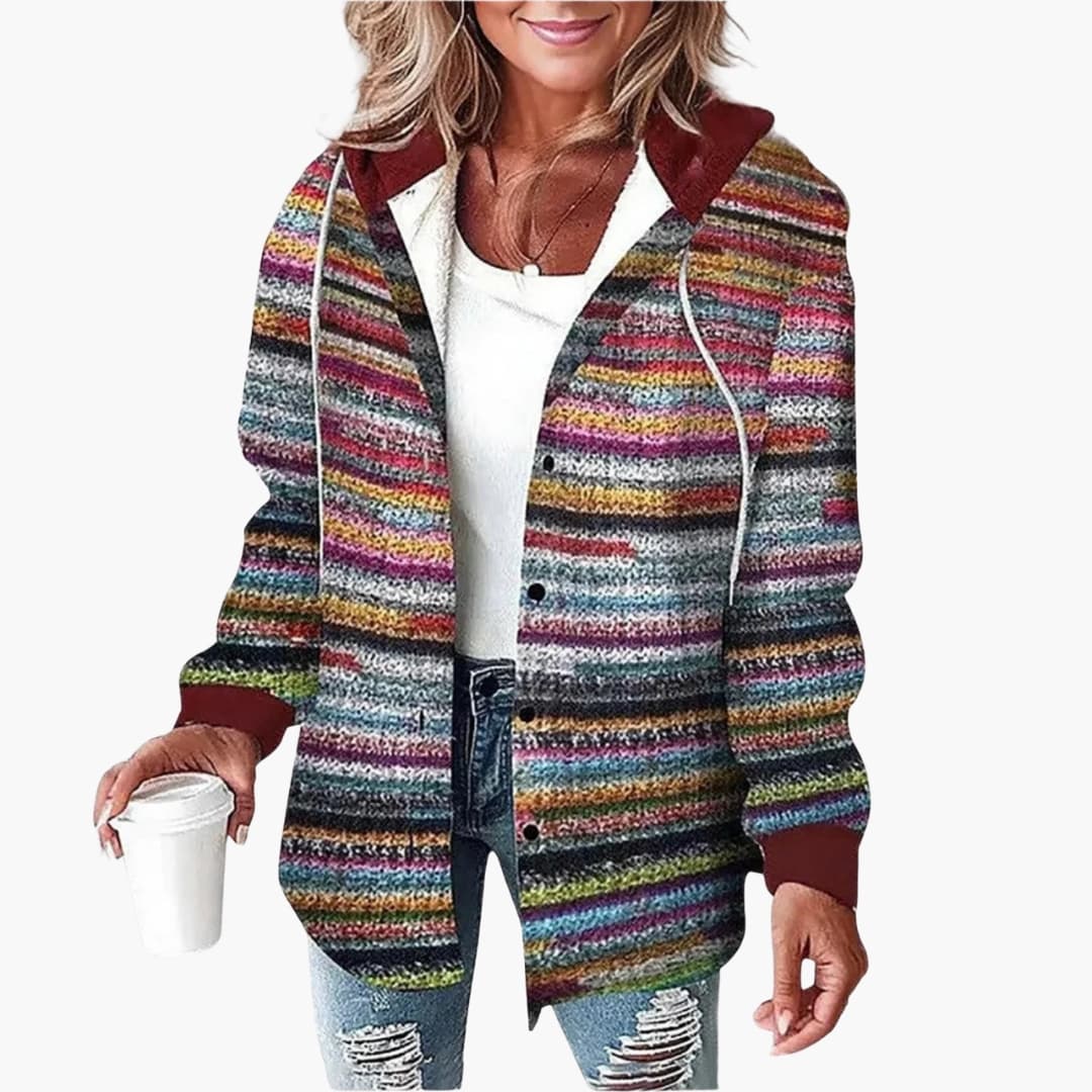 Damen Jacke mit Kapuze und Knopfleiste