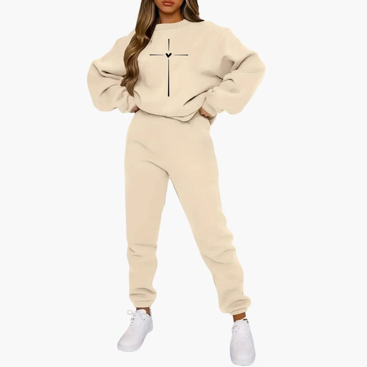 Damen Jogginganzug mit Herzprint und Relaxed Fit