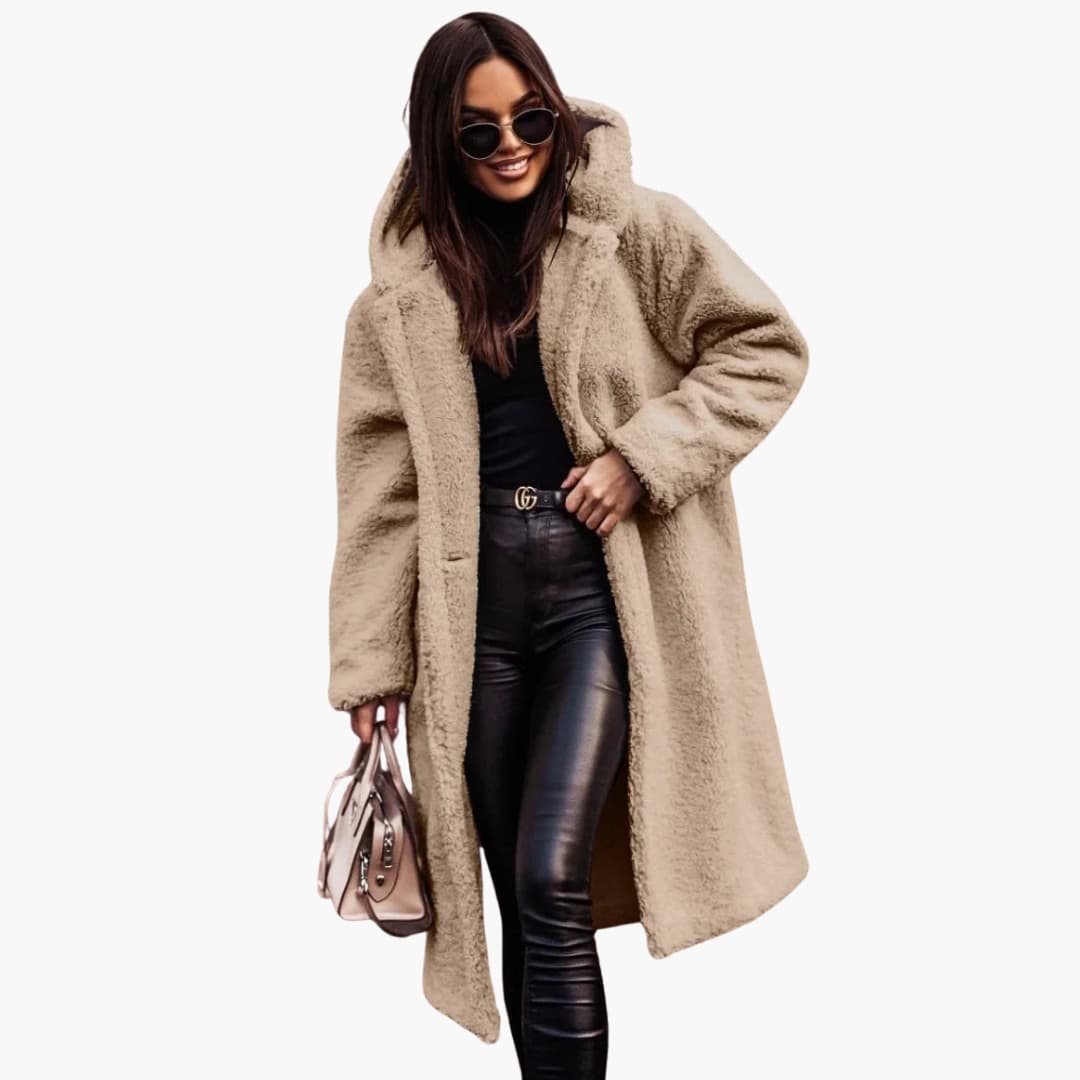 Damen Kapuzenmantels lang mit Seitentaschen