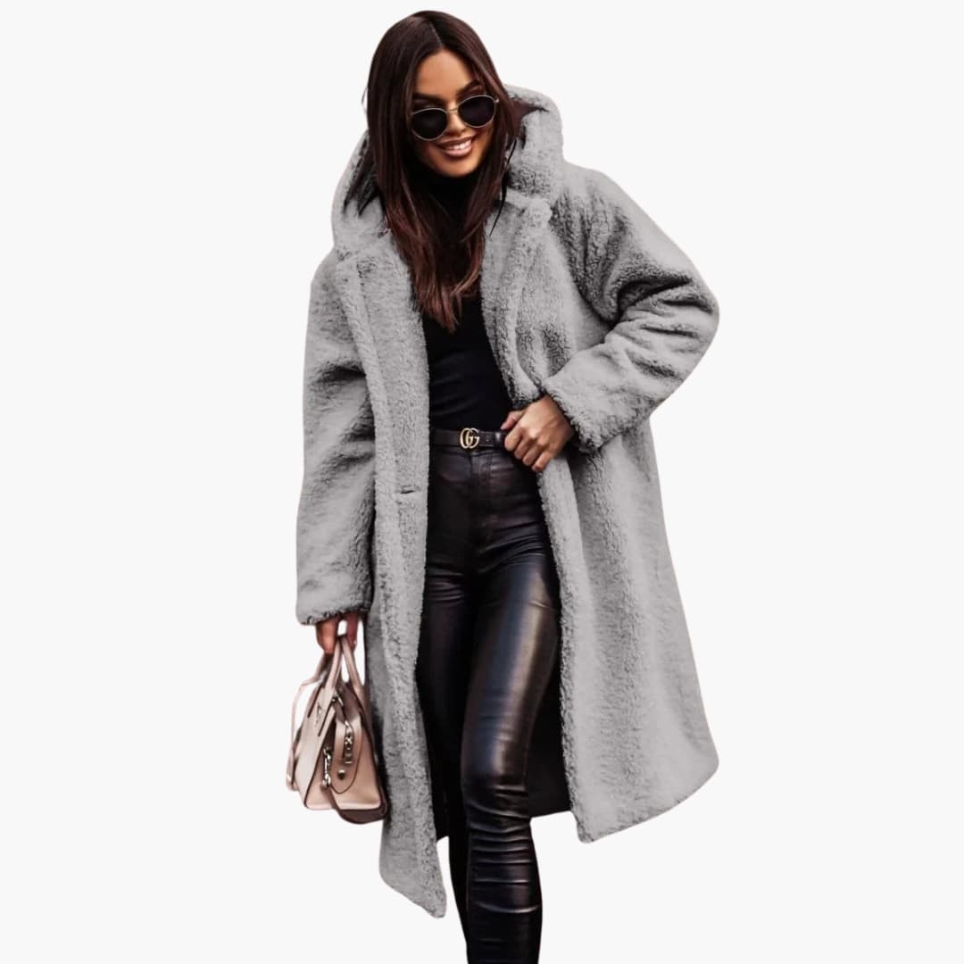 Damen Kapuzenmantels lang mit Seitentaschen