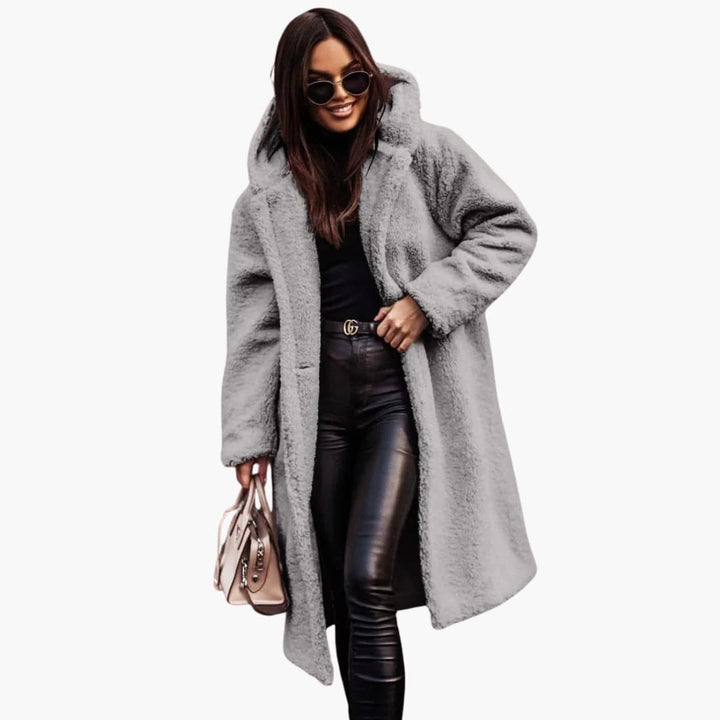 Damen Kapuzenmantels lang mit Seitentaschen