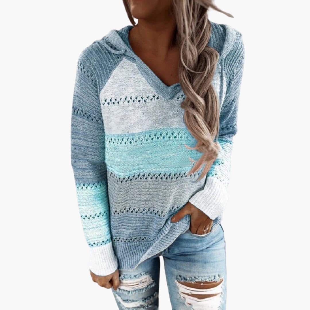 Damen Kapuzenpullover mit Streifen und Langarm