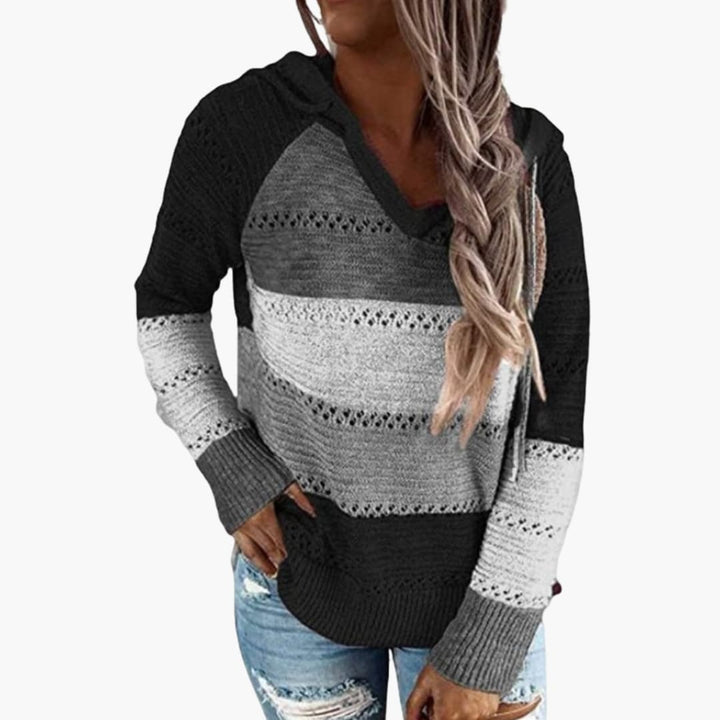 Damen Kapuzenpullover mit Streifen und Langarm