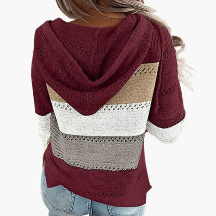 Damen Kapuzenpullover mit Streifen und Langarm