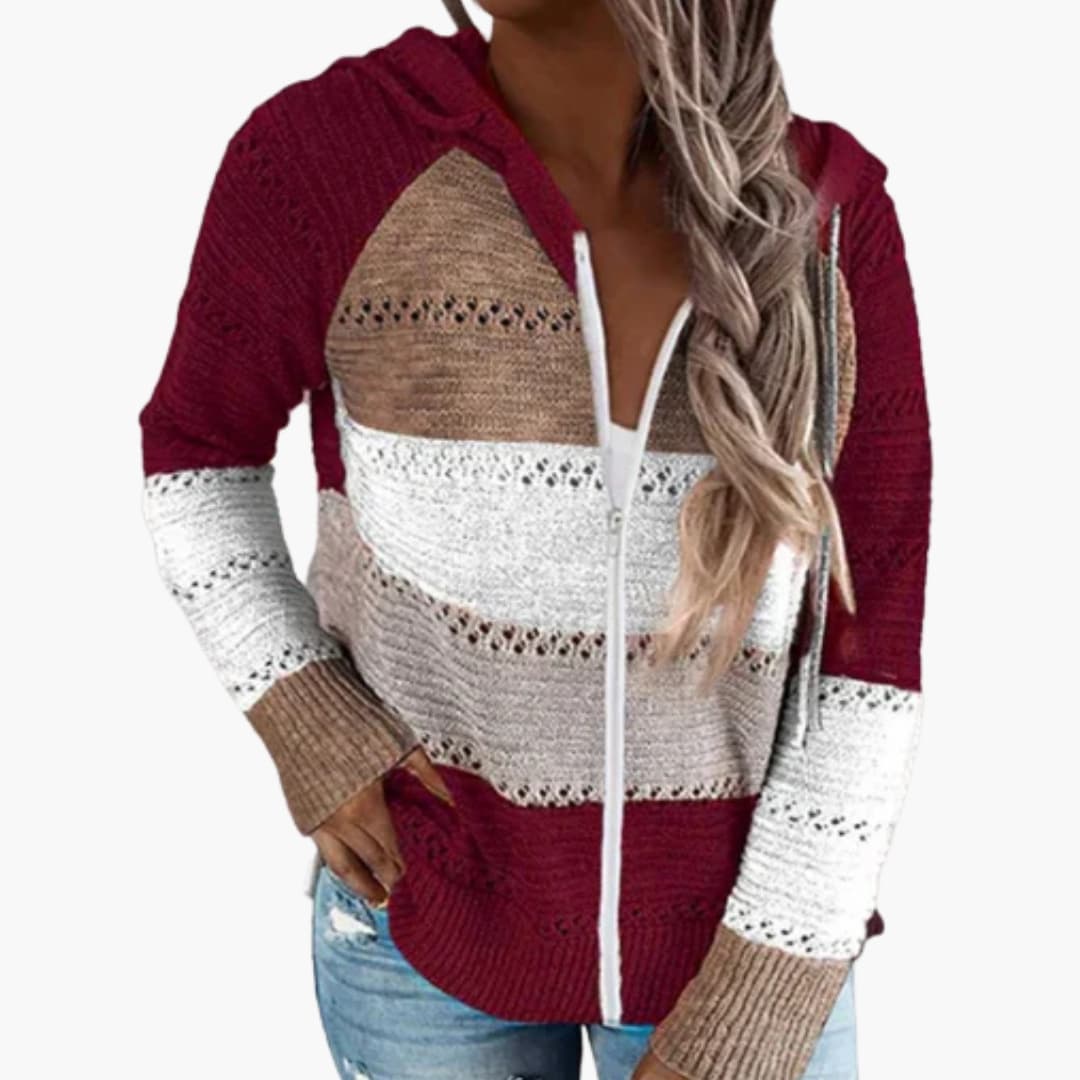 Damen Kapuzenpullover mit Streifen und Langarm