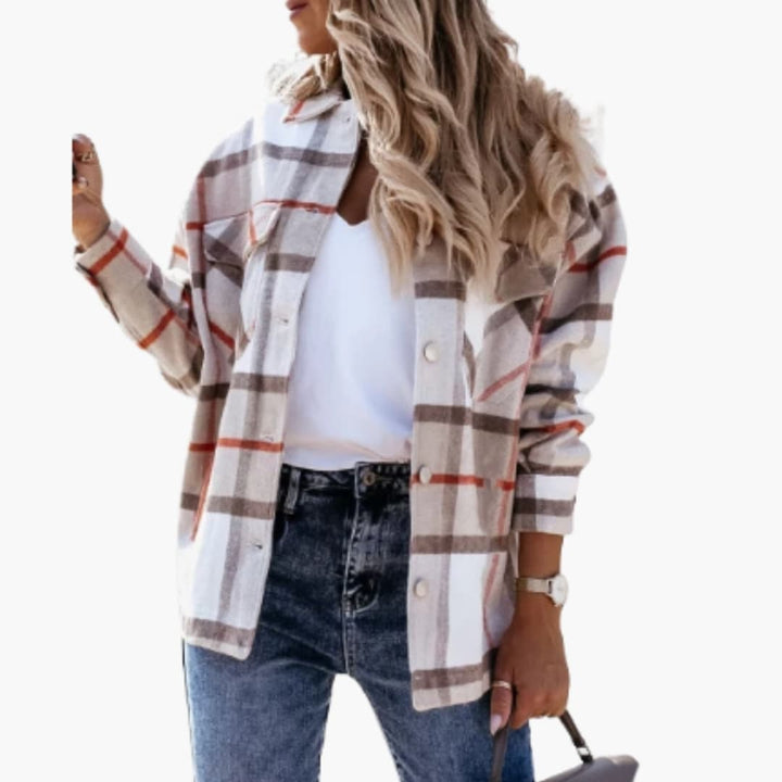 Damen Karo Hemdjacke mit Kragen