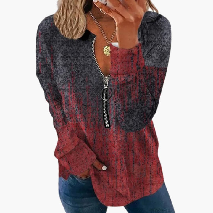 Damen Langarm Oberteil mit Vintage Muster