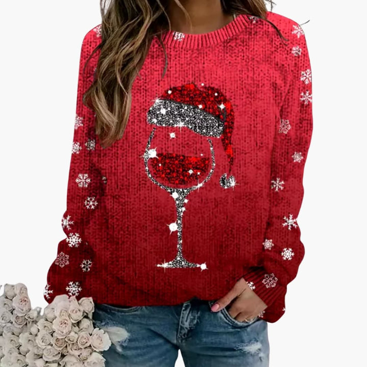 Damen Langarmpullover mit Rundhalsausschnitt und geripptem Saum