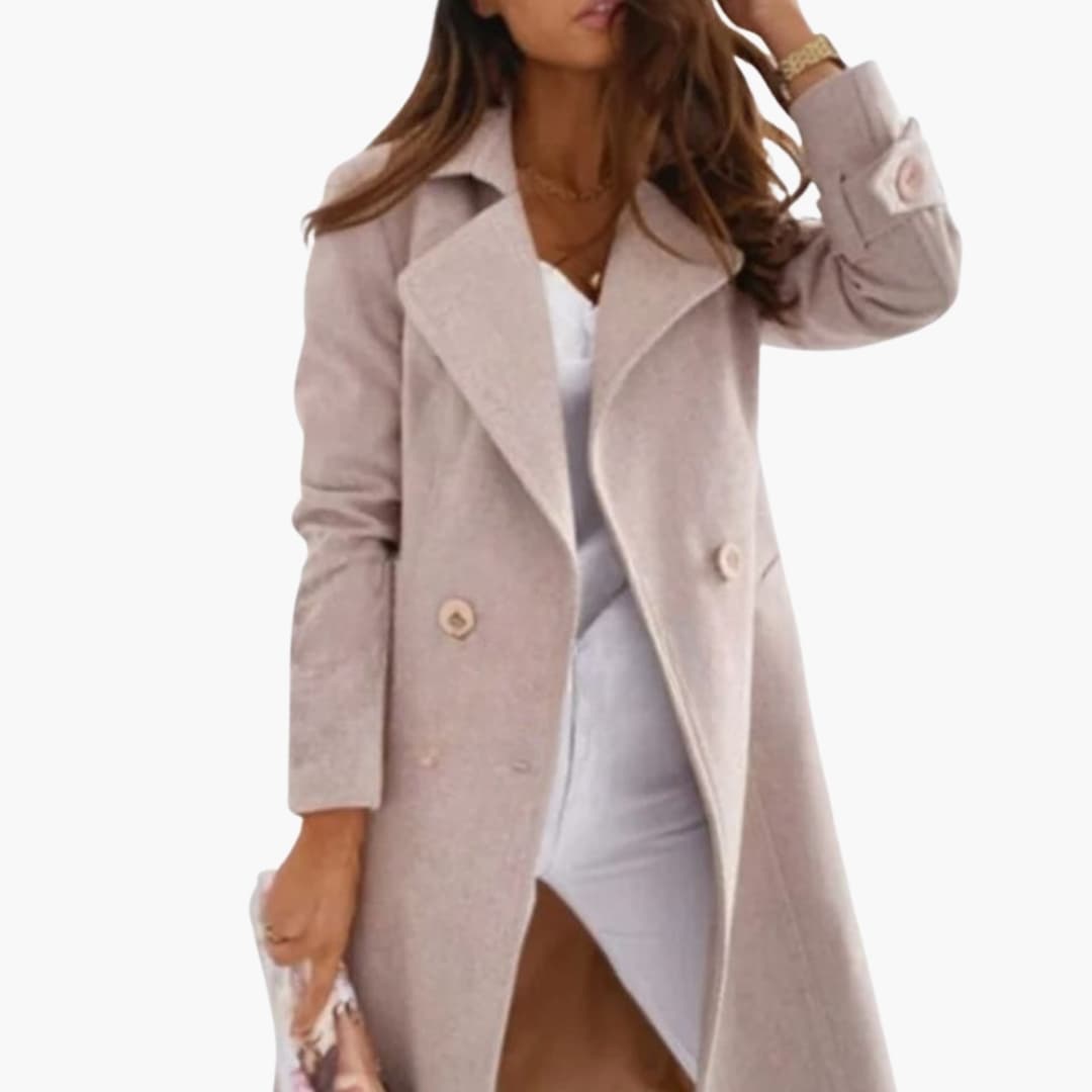 Damen Langmantel mit Umlegekragen und geraden Ärmeln