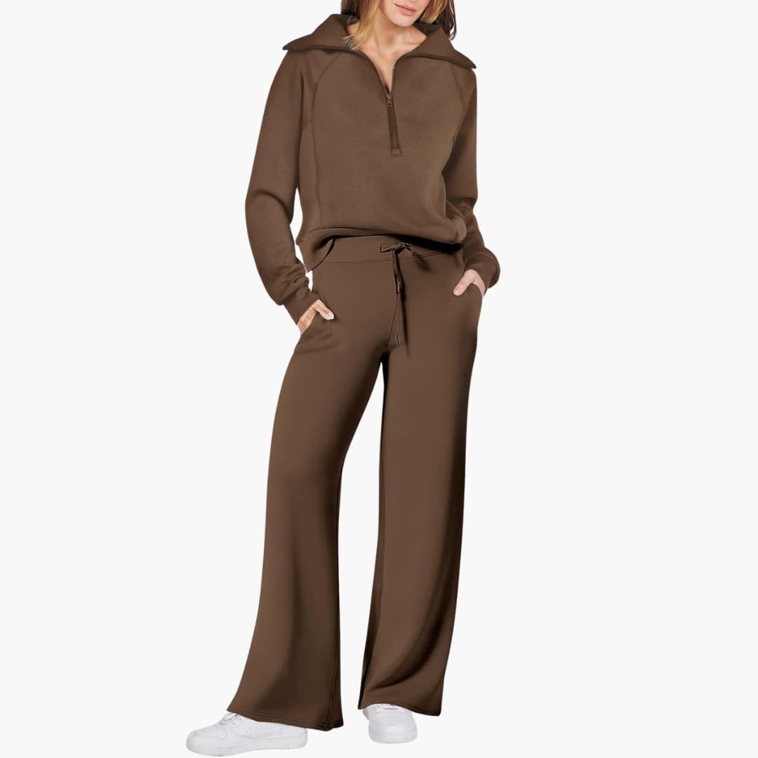 Damen Lounge Set mit Half Zip und weiter Hose