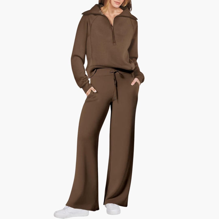 Damen Lounge Set mit Half Zip und weiter Hose