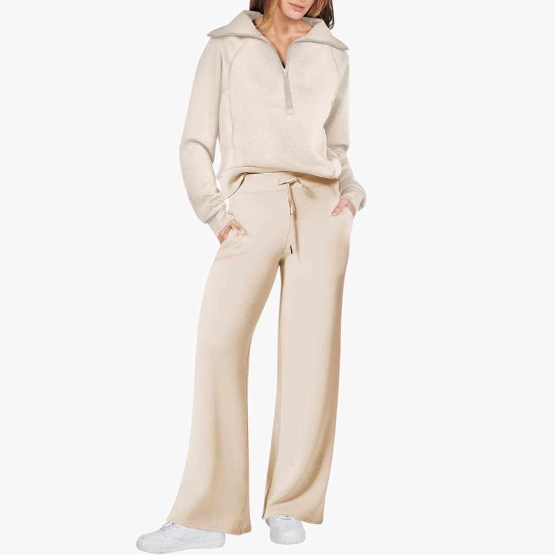 Damen Lounge Set mit Half Zip und weiter Hose