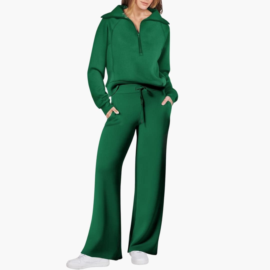 Damen Lounge Set mit Half Zip und weiter Hose