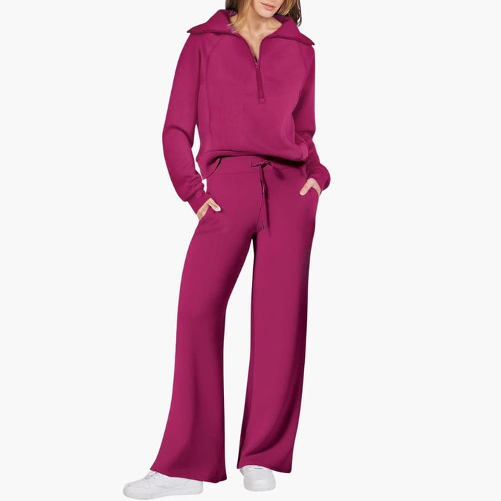 Damen Lounge Set mit Half Zip und weiter Hose