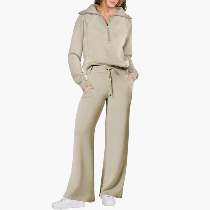 Damen Lounge Set mit Half Zip und weiter Hose