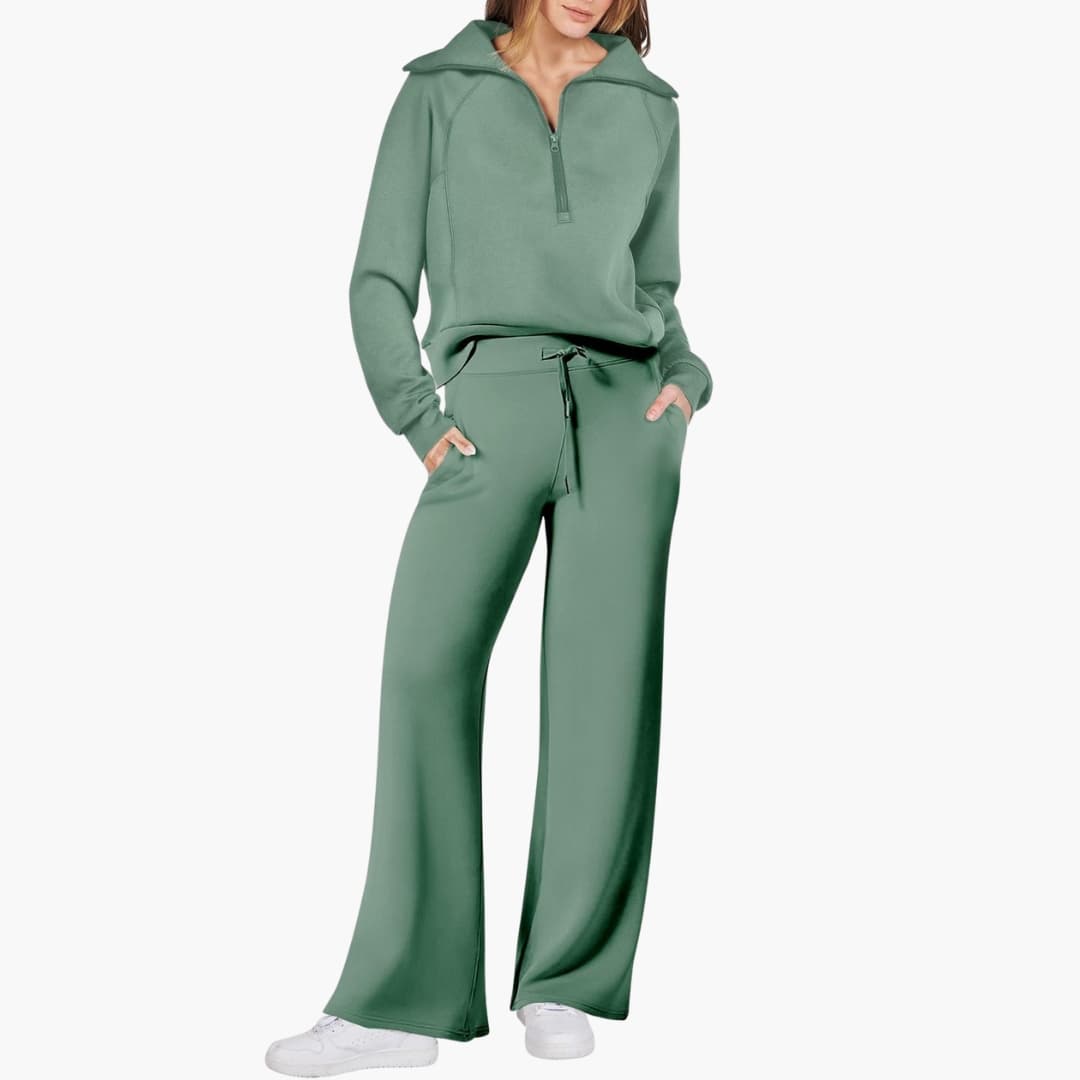 Damen Lounge Set mit Half Zip und weiter Hose