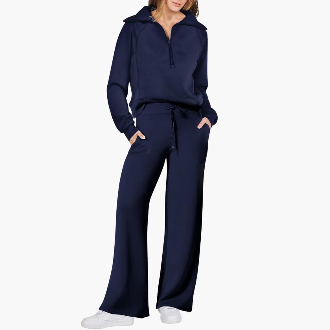 Damen Lounge Set mit Half Zip und weiter Hose