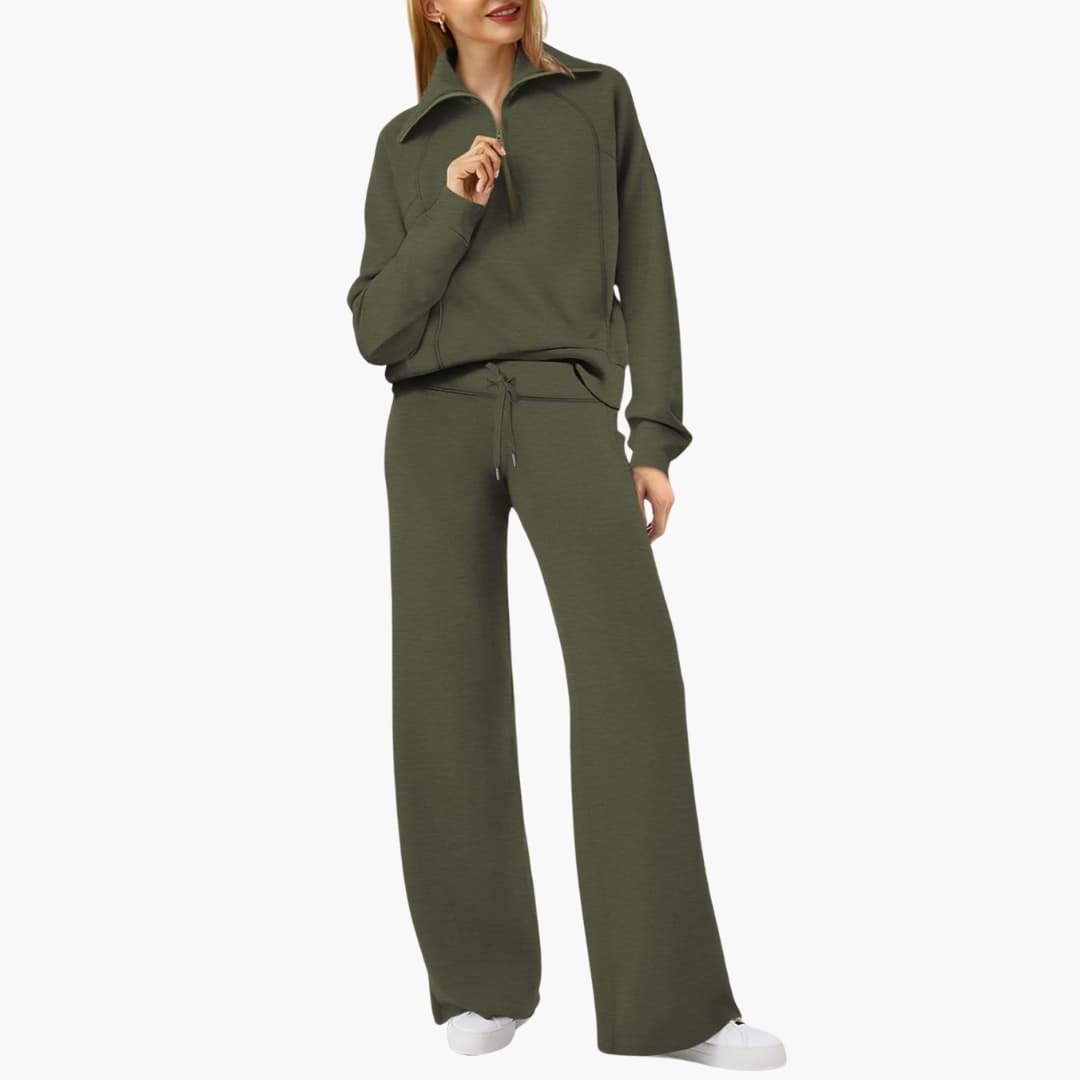 Damen Lounge Set mit Half Zip und weiter Hose