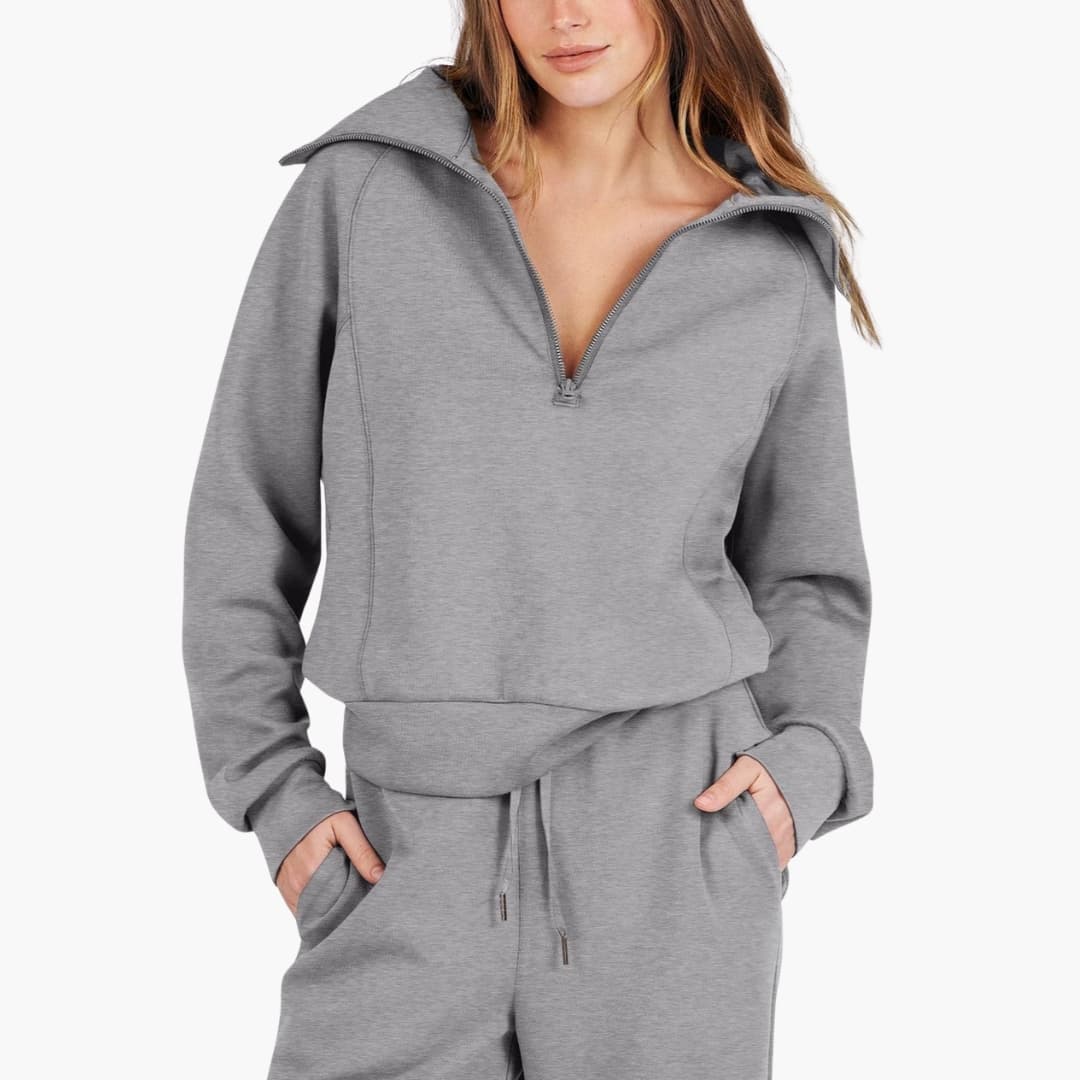 Damen Lounge Set mit Half Zip und weiter Hose