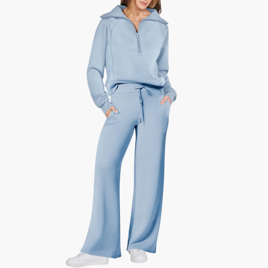 Damen Lounge Set mit Half Zip und weiter Hose