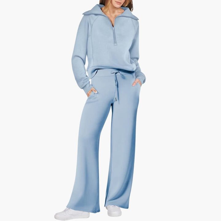 Damen Lounge Set mit Half Zip und weiter Hose