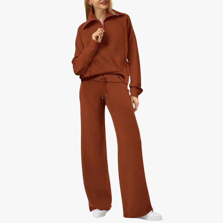 Damen Lounge Set mit Half Zip und weiter Hose