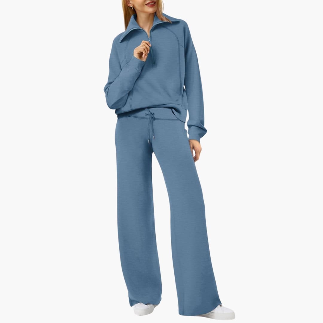 Damen Lounge Set mit Half Zip und weiter Hose