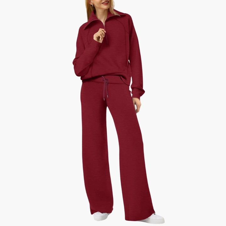 Damen Lounge Set mit Half Zip und weiter Hose