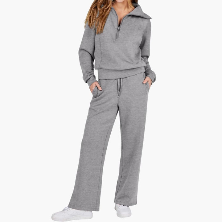 Damen Lounge Set mit Half Zip und weiter Hose