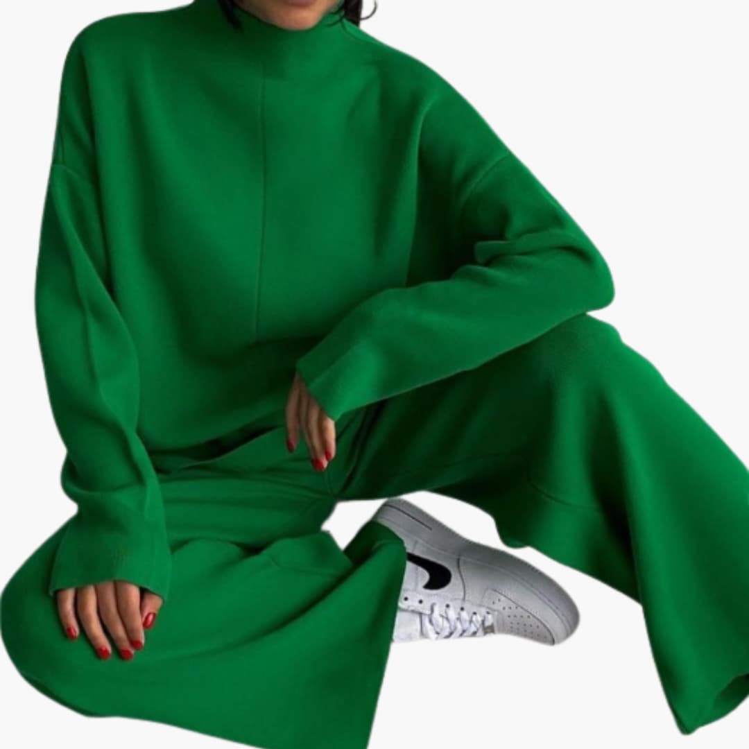 Damen Loungewear Set mit Pullover und weitem Bein Hosen