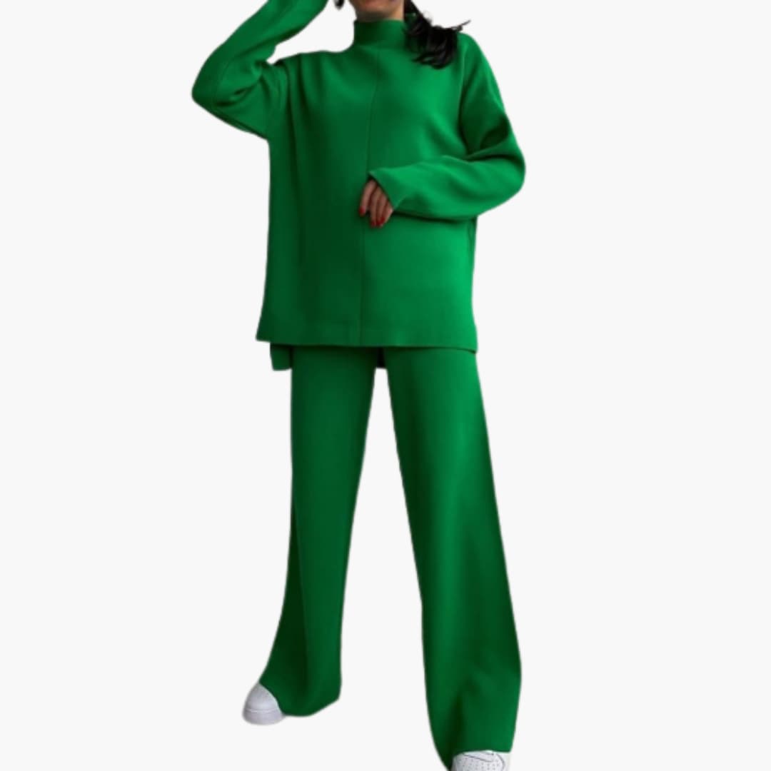 Damen Loungewear Set mit Pullover und weitem Bein Hosen