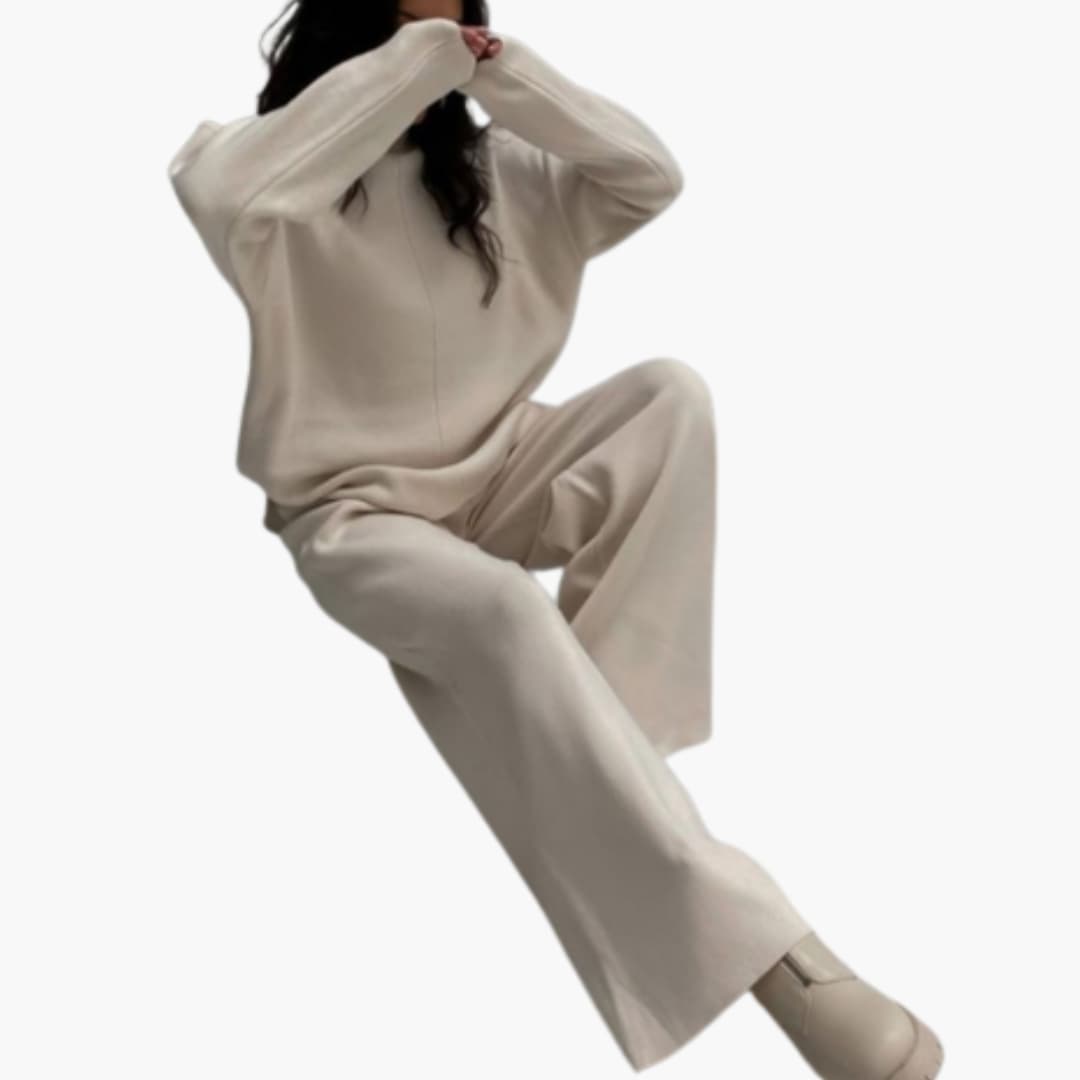 Damen Loungewear Set mit Pullover und weitem Bein Hosen