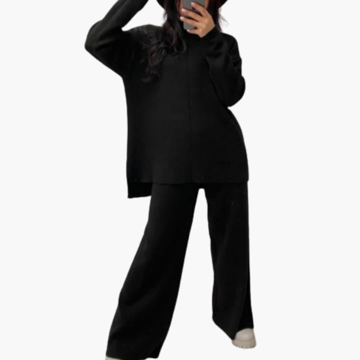 Damen Loungewear Set mit Pullover und weitem Bein Hosen