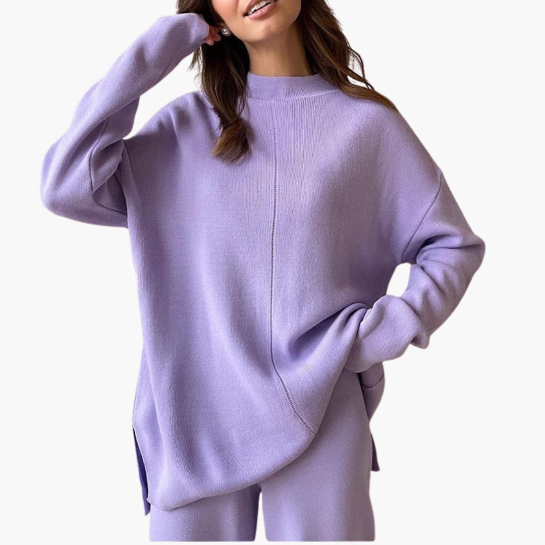Damen Loungewear Set mit Pullover und weitem Bein Hosen