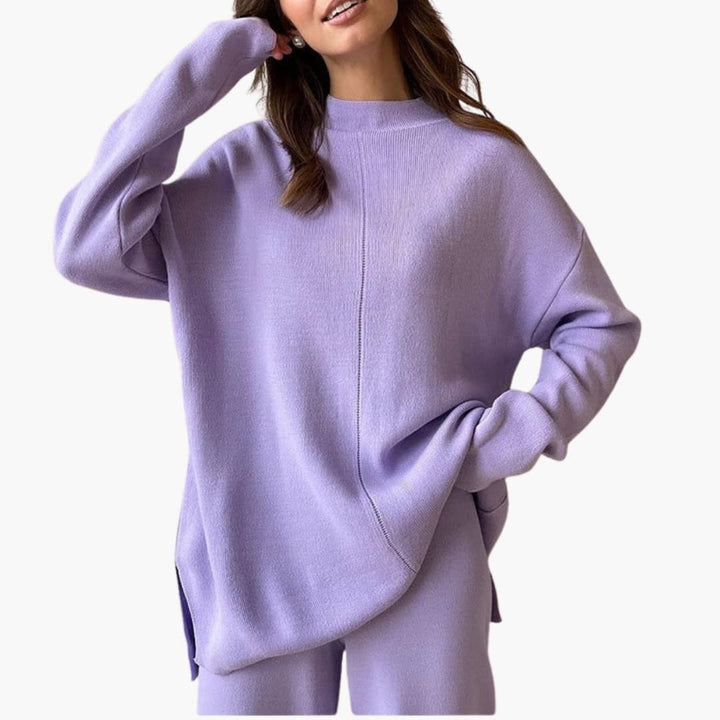 Damen Loungewear Set mit Pullover und weitem Bein Hosen